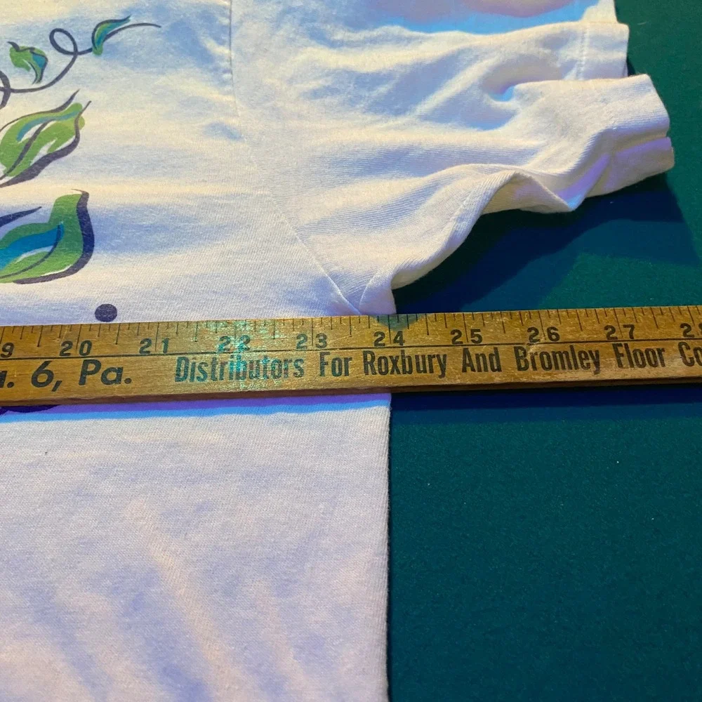 Vintage Jacques Moret Floral Graphic One Size T-Shirt‎ White 90s Made in USA